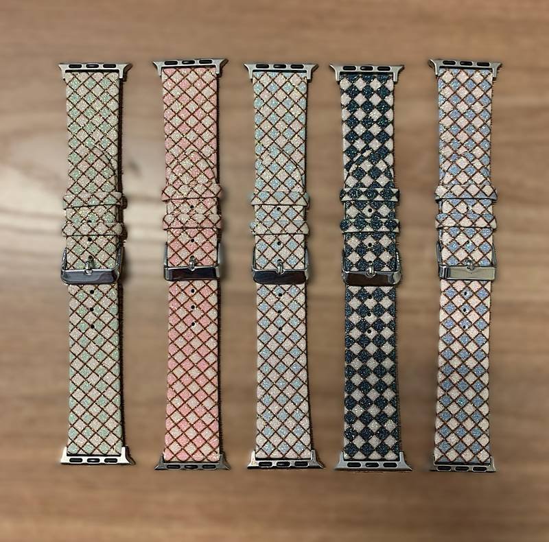 Pulseira Couro Xadrez 38mm/40mm/41mm