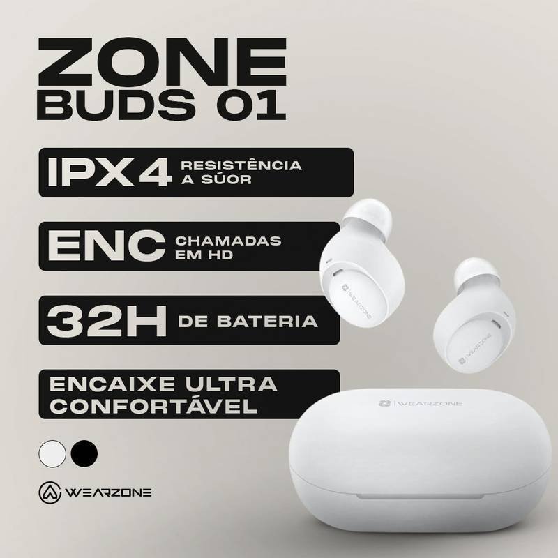 Fone Bluetooth Wearzone TWS Zone Buds 01