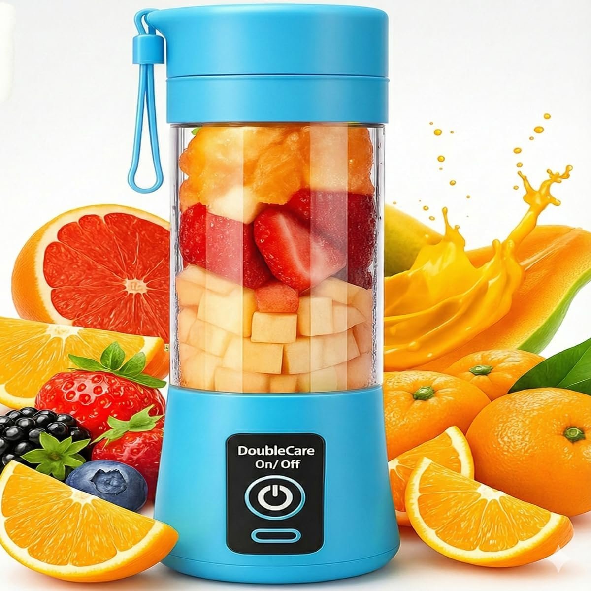 Mini Liquidificador Portátil 380ml Recarregável USB, 6 Lâminas Inox, Liquidificador Sem Fio para Sucos, Shakes, Vitaminas e Papinhas – Design Compacto