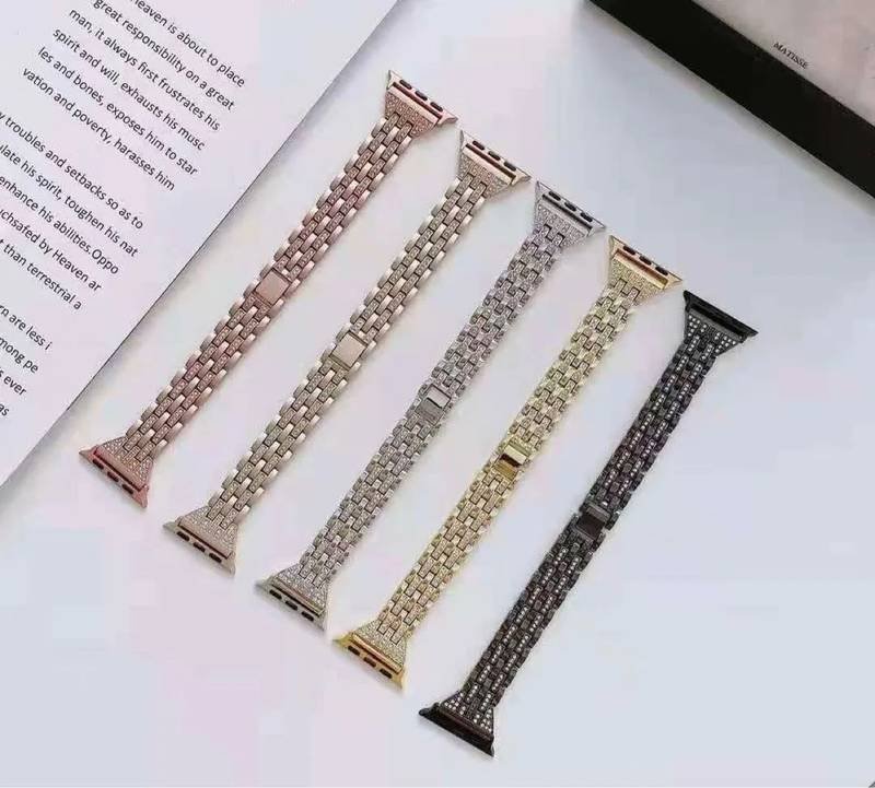 Pulseira Aço com Cristais 42mm/44mm/45mm/49mm